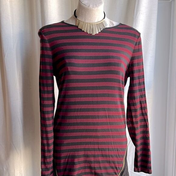MICHAEL Michael Kors Tops - MICHAEL Michael Kors Striped Gold Zipper Tunic Size Medium